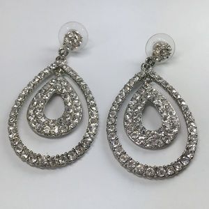 Shosanna—Silver Pave Teardrop Earrings